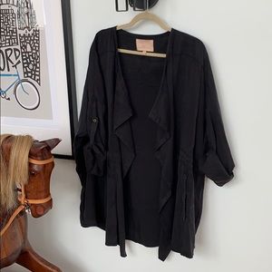 Black tencel cardigan with tab sleeves